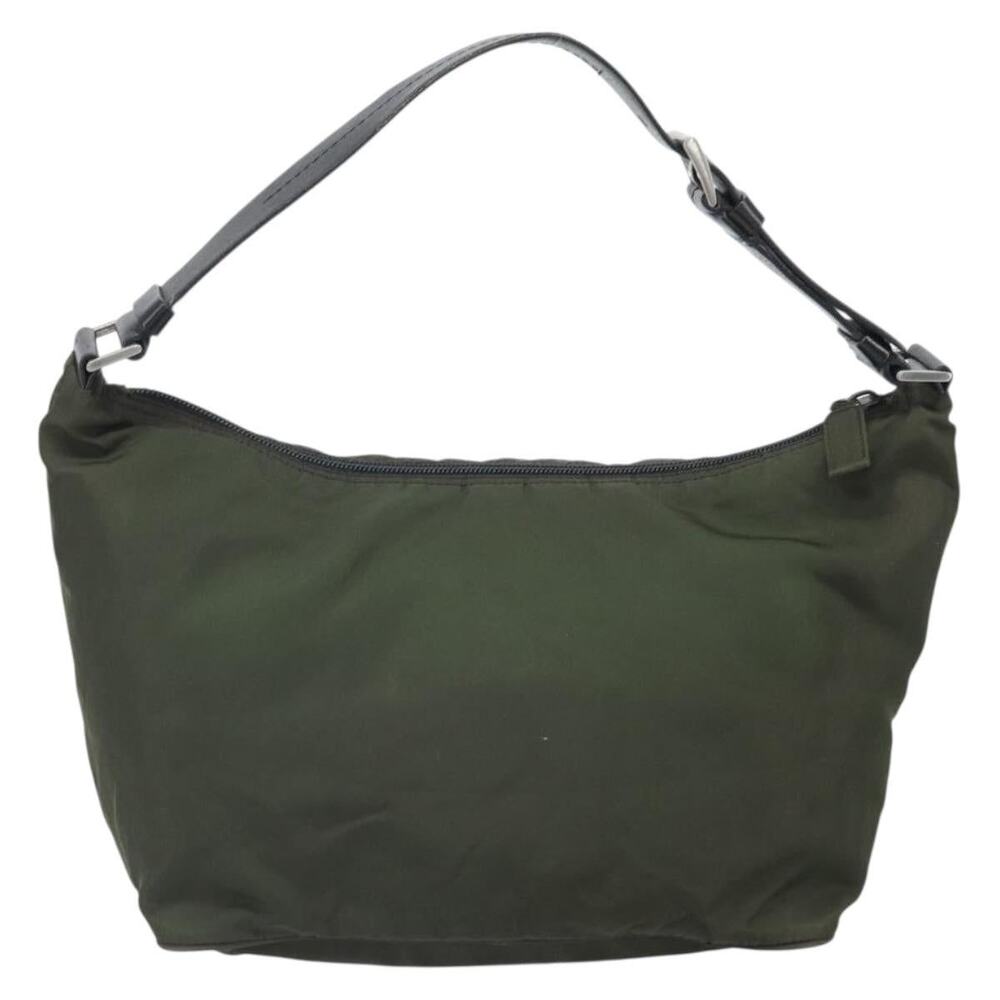 Prada Nylon Khaki Silver Shoulder Bag Green